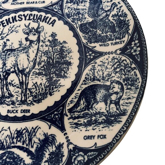 Vintage Pennsylvania Souvenir Plate Blue White Japan - Picture 5 of 8